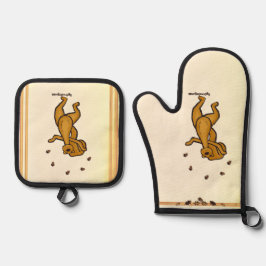 Figdewdrop Juggling Squirrel gold pot holders