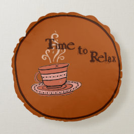 figdewdrop Time to Relax Brown Round Pillow  Rund Kudde