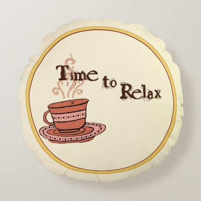 figdewdrop Time to Relax Round Pillow Rund Kudde (Framsidan)