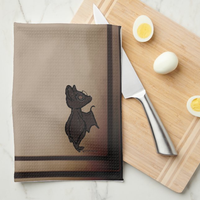 figdewdrops Blinky the Bat Fog kitchen towel Kökshandduk (Vikt i Fjärdedel)