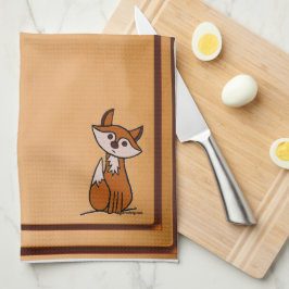 figdewdrops Fig the fox kitchen towel Kökshandduk