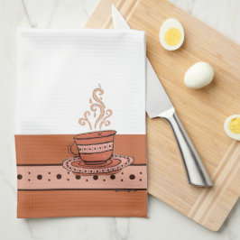 figdewdrops Orange Relax Cup kitchen towel Kökshandduk