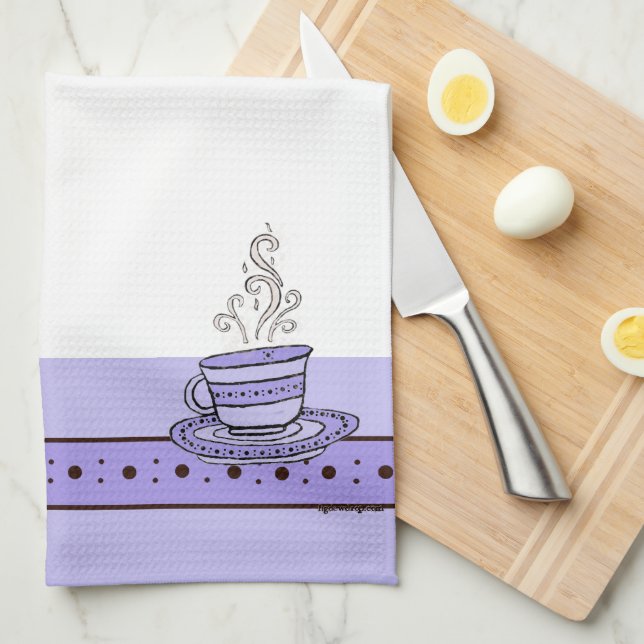 figdewdrops Violet Purple Relax Cup kitchen towel Kökshandduk (Vikt i Fjärdedel)