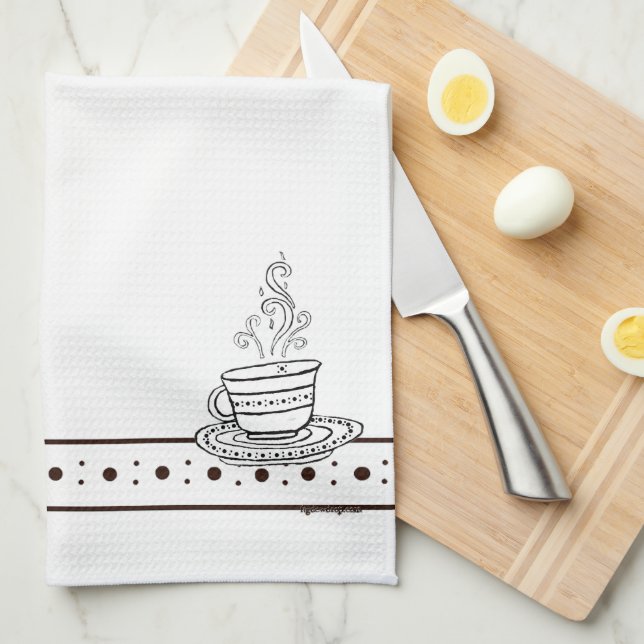 figdewdrops White Relax Cup kitchen towel Kökshandduk (Vikt i Fjärdedel)