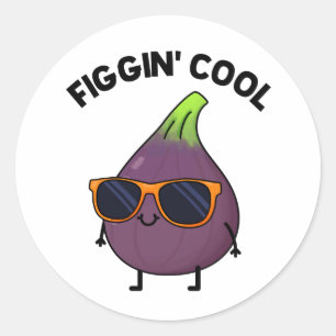 Figgin Coola Funny Fig Food Pun Runt Klistermärke
