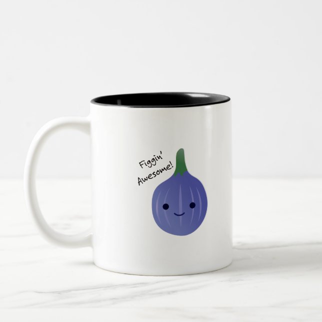 Figgin Fantastisk Cute Kawaii Fig Två-Tonad Mugg (Vänster)