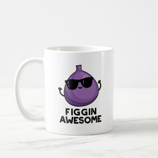 Figgin Fantastisk Funny Fruit Fig Pun Kaffemugg (Vänster)