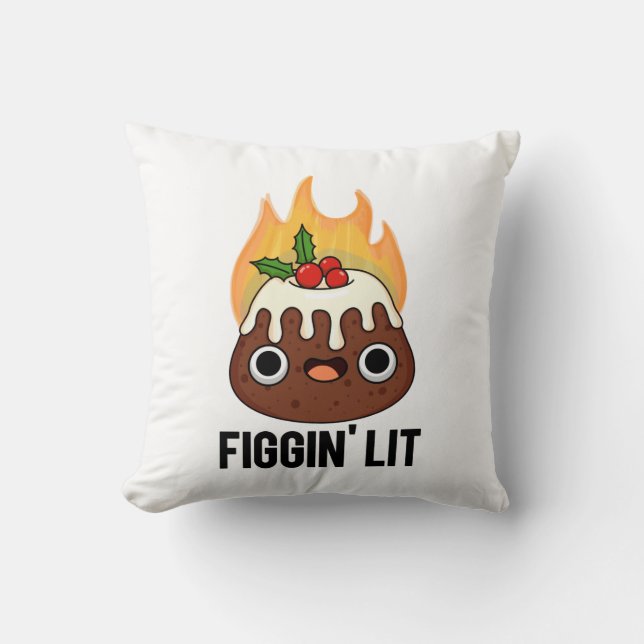 Figgin Lit Funny Figgy Pudding Pun Kudde (Framsida)