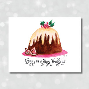 Figgy Pudding Recipe Cute Hand Drawn jul Helgkort