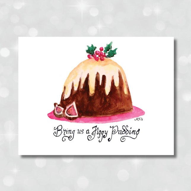Figgy Pudding Recipe Cute Hand Drawn jul Helgkort (Skapare uppladdad)