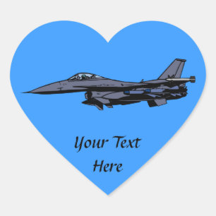 Fighaj Jet Hjärtformat Klistermärke