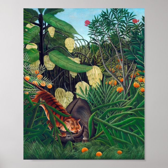 Fight Between A Tiger And A Buffalo Henri Rousseau Poster (Framsidan)