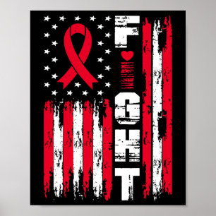 Fight Blodcancer Medvetenhet Patriotisk USA Amerik Poster