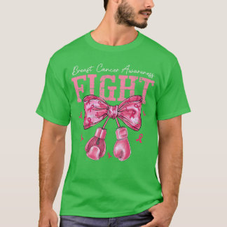 Fight Breast Cancer Awareness s Women Bow Pink Rib T Shirt