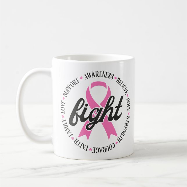 Fight Breast Cancer Pink Ribbon Awareness Kaffemugg (Vänster)