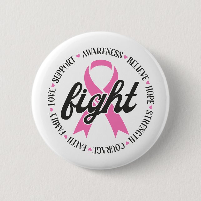 Fight Breast Cancer Pink Ribbon Awareness Knapp (Framsida)