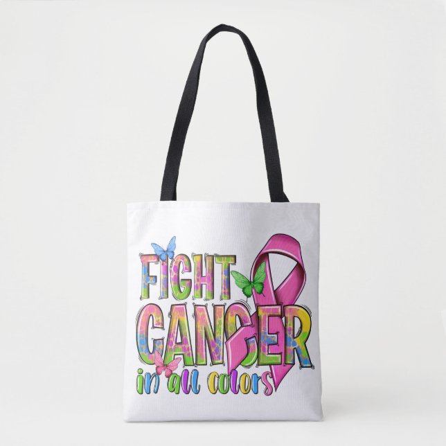 Fight Cancer Tote Bag Tygkasse (Framsida)