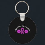 Fight Drug Overdose Purple Ribbon Floral Flower De Nyckelring<br><div class="desc">Fight Drug Overdose Purple Ribbon Floral Flower Design</div>