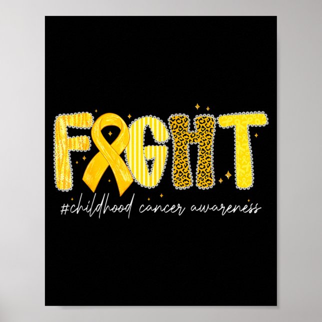 Fight Gold Ribbon Childhood Cancer Awareness  Poster (Framsidan)