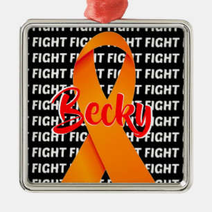 Fight Leukemia Orange Ribbon Julgransprydnad Metall