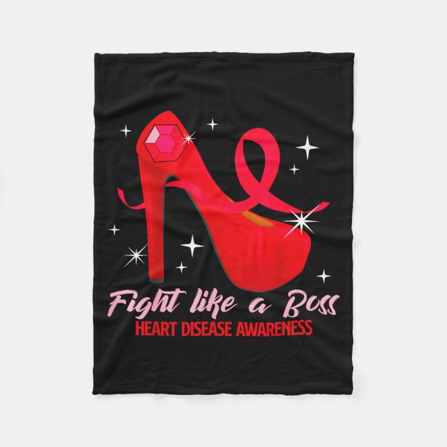 Fight Like A Boss Heart Health Heart Disease Aware Fleecefilt (Framsidan)