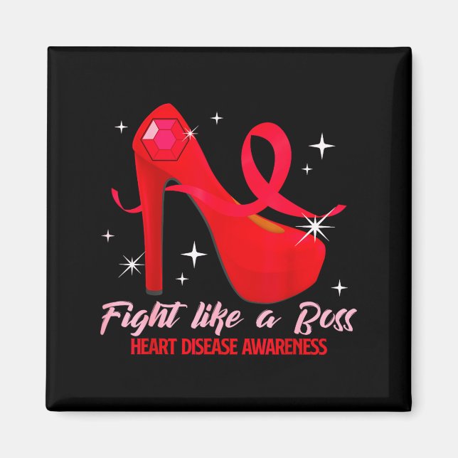 Fight Like A Boss Heart Health Heart Disease Aware Magnet (Framsidan)