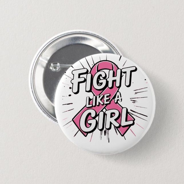 Fight Like a Girl | Breast Cancer Awareness Design Knapp (Framsida & baksida)