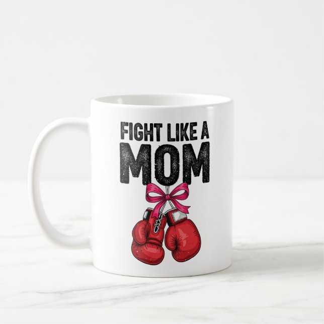 Fight Like a Mom - Breast Cancer Awareness Kaffemugg (Vänster)