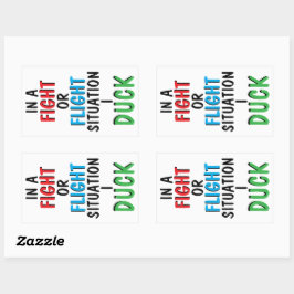 Fight or Flight Funny Survival Humor Mug Rektangulärt Klistermärke