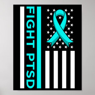 Fight Ptsd Stressar medvetenheten om USA flagga Ri Poster