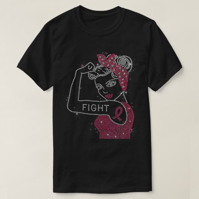 Fight Rosie Rhinestone Breast Cancer A T Shirt (Design framsida)