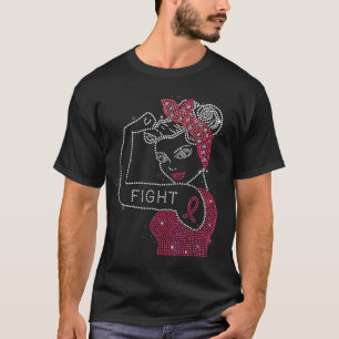Fight Rosie Riveter Rhinestone Breast Cancer T Shirt
