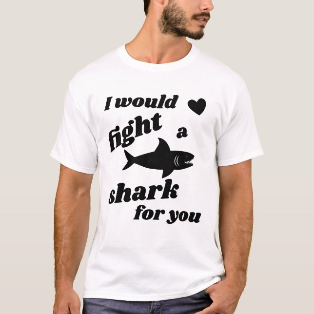 Fight Shark Kärlek Valentine Day T-Shirt (Framsida)
