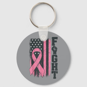 Fight Usa Flag Bröstcancer Medvetenhet Patriotisk Nyckelring