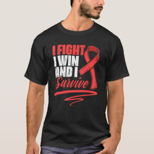 Fight Win Stroke Survivor Red Ribbon Stroke Awaren T Shirt