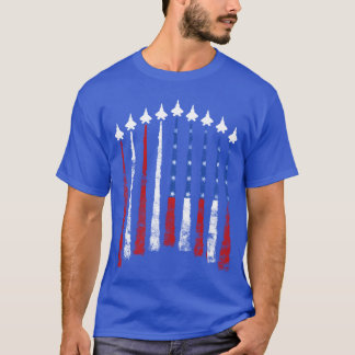 Fighter Air Plan USA-veteraner y Amerikansk flagga T Shirt