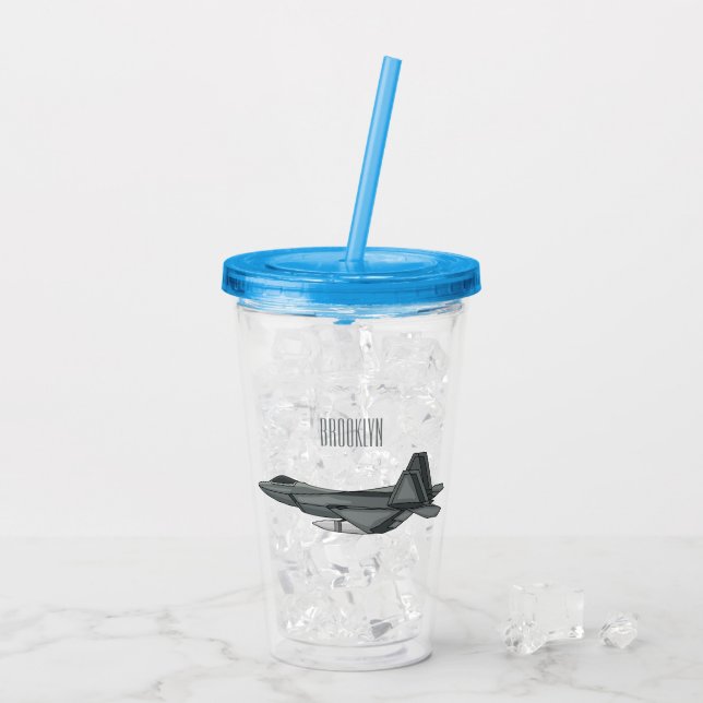 Fighter aircraft cartoon illustration  take away mugg (Baksida Ice)