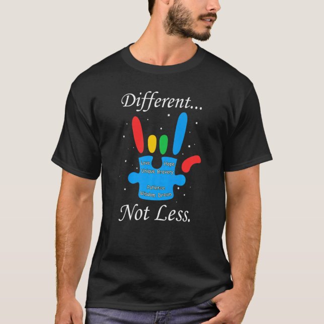 Fighter Annorlunda Inte Mindre Autistisk Pussel Au T Shirt (Framsida)
