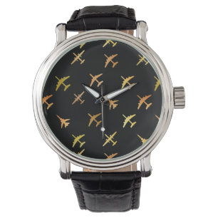 Fighter flygplan, svart armbandsur