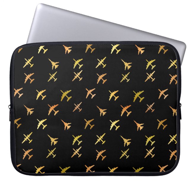 Fighter flygplan, svart laptop fodral (Framsidan)