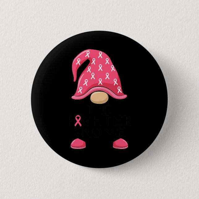 Fighter Gnome - Bröstcancer Awareness Gnome Kostym Knapp (Framsida)