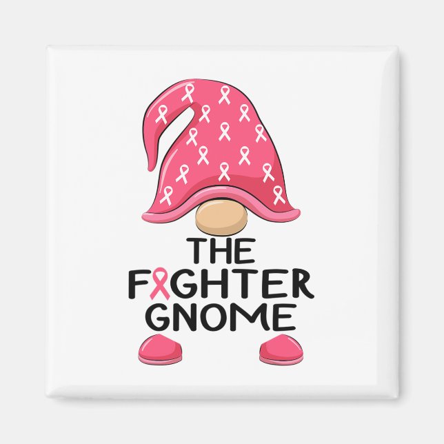 Fighter Gnome - Bröstcancer Awareness Gnome Kostym Magnet (Framsidan)