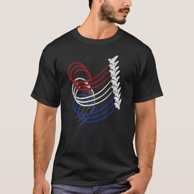 Fighter Jet Airplane American USA Patriotic 4th Of T Shirt (Framsida)