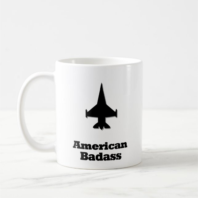 Fighter Jet American Badass Kaffemugg (Vänster)