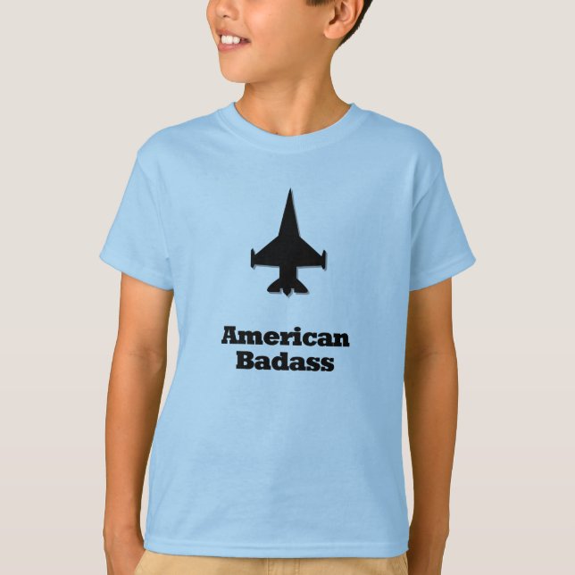Fighter Jet American Badass Tee Shirt (Framsida)