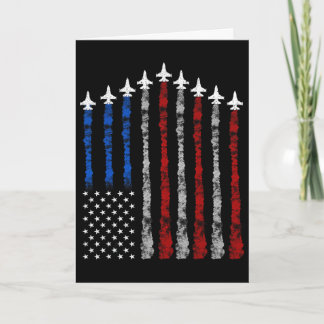 Fighter Jet Flygplan Usa Flagga 4:e Juli Patriotis Kort