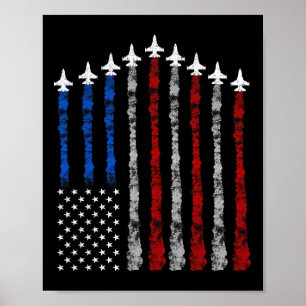 Fighter Jet Flygplan Usa Flagga 4:e Juli Patriotis Poster