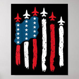 Fighter Jet Flygplan Usa Flagga 4 Juli Patriotiskt Poster