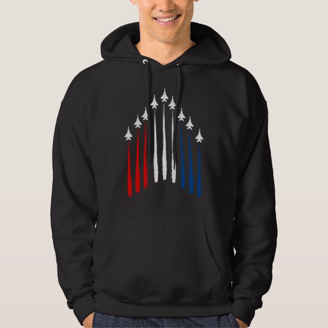 Fighter Jet USA Flag Airplane F 18 4th Of July Hoodie (Framsida)