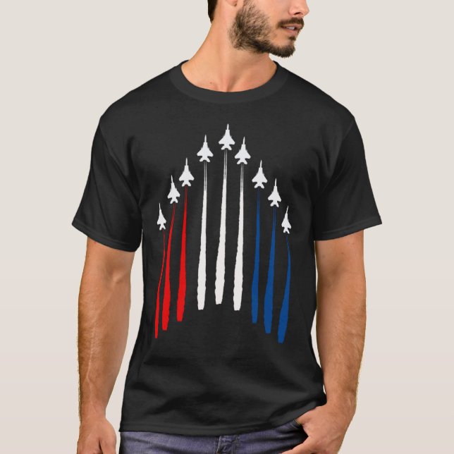 Fighter Jet USA Flag Airplane F 18 4th Of July T Shirt (Framsida)